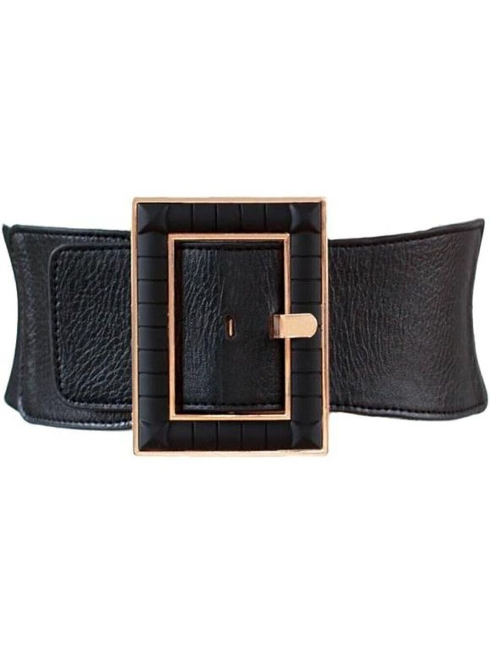 Women Wide Belt Stretch Elastic Band Wrap Cinch Retro High Waist Metal